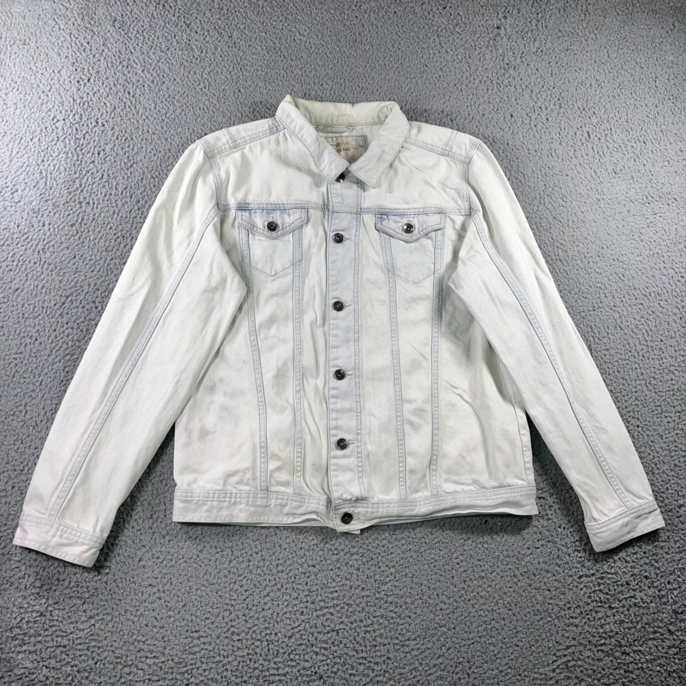 Thrashed Bleached Denim Jacket Men L Grunge Skater Punk Outdoor Western Ice Blue